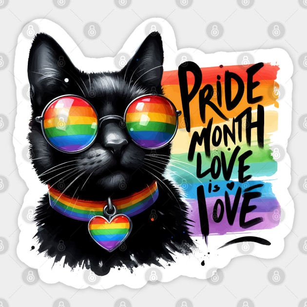 Funny Pride LGBTQIA Trans Black Cat Sticker by TomFrontierArt